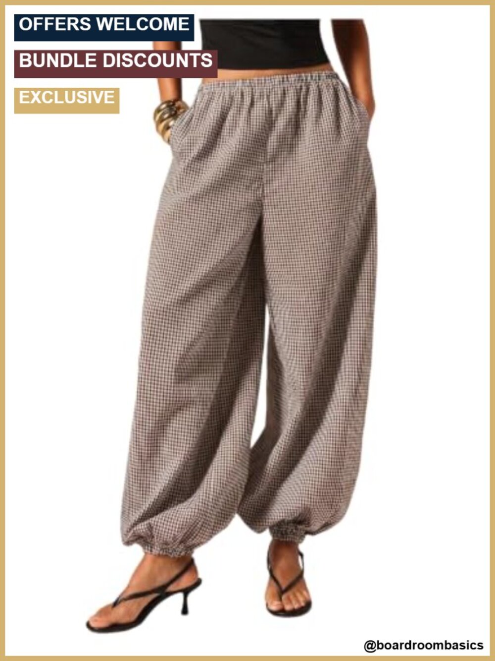 Women's Plaid Baggy Harem Pants Elastic High Waisted Joggers Streetwear